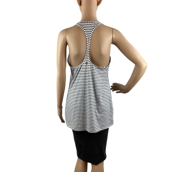 Athleta High Neck Heather Stripe Chi Tank Size S Navy Striipe - Picture 5 of 7